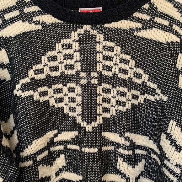 Vintage Sweater Bonjour Geometric Cosby Grandpa Cabincore 80s Fisherman - Picture 2 of 4